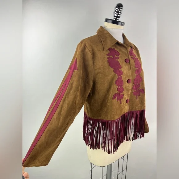 💚 3432. Western Fringe Button Front Jacket - Picture 2 of 8